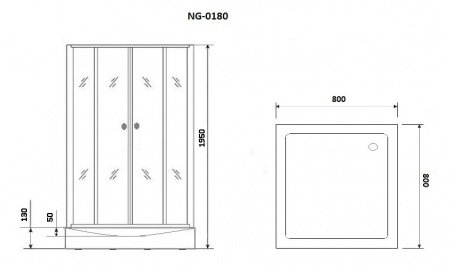 Душевой угол Niagara NG-0180-14 80x80x195 профиль черный, стекло с узором