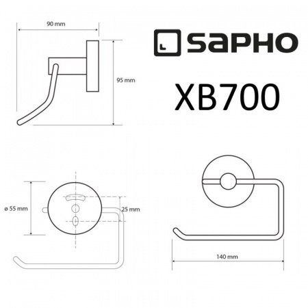 Держатель туалетной бумаги Sapho X-ROUND BLACK XB700 черный