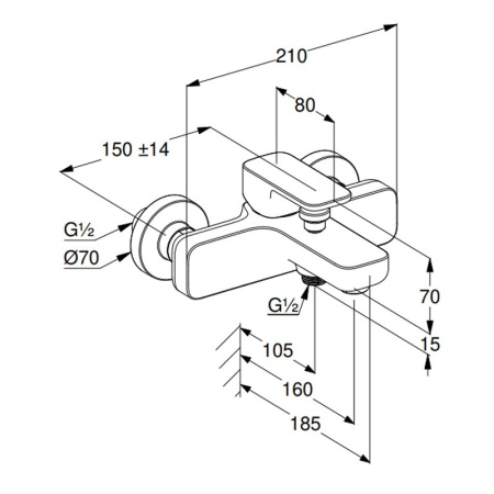 Смеситель для ванны Kludi Renon 426913975 черный матовый