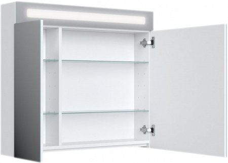Зеркальный шкаф Iddis Mirro 80 с подсветкой 2 дверцы Белый