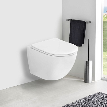 Унитаз подвесной безободковый Vincea Globo VT1-14SMW белый матовый, с сиденьем микролифт