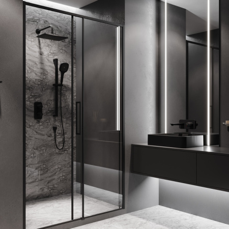 Смеситель IDDIS двумя выходами с управлением Push Control черный матовый встраиваемый Slide SLIBLBT