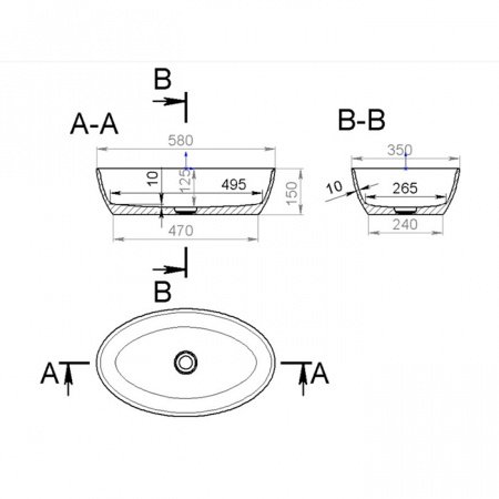 Раковина накладная 58см Salini Alda 110611G белый