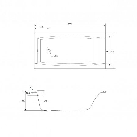 Ванна прямоугольная Cersanit VIRGO 150x75