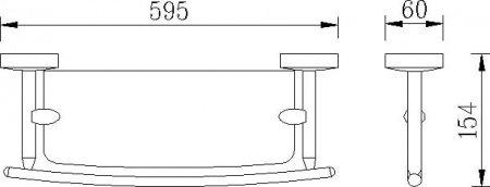 Стеклянная полка Rush Fiji FI18611 с бортиком Хром