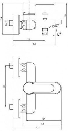 Смеситель для ванны E.C.A Nita 102102475EX хром