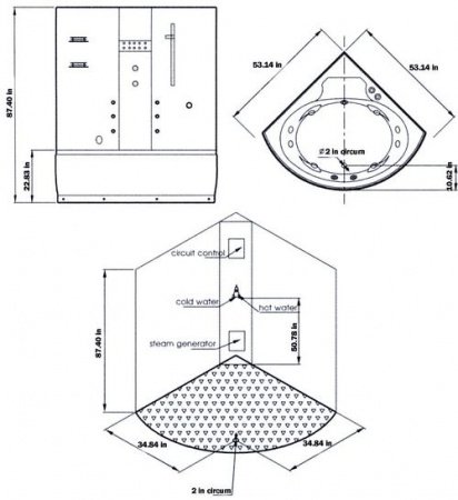 Душевой бокс EAGO DA325 F8 135x135x222см, профиль матовое серебро, стекло прозрачное