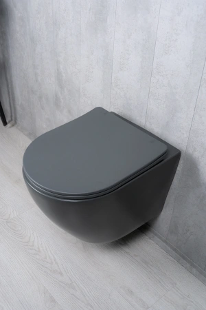 Унитаз подвесной безободковый GID Tr2122TF-Dgm темно-серый матовый, с сиденьем микролифт