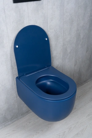 Унитаз подвесной безободковый GID Tr2133TF-BUM синий матовый, с сиденьем микролифт