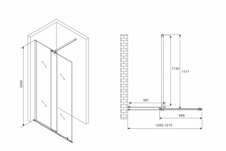 Душевая перегородка ABBER Komfort AG09120B