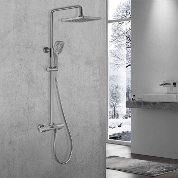 Душевая стойка с термостатом Vincea Next VSFS-1N1TGM вороненая сталь