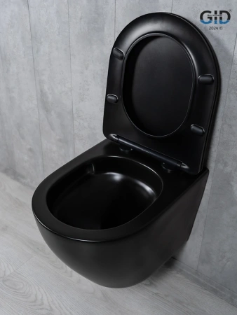 Унитаз подвесной безободковый GID Tr2122TF-Bm черный матовый, с сиденьем микролифт