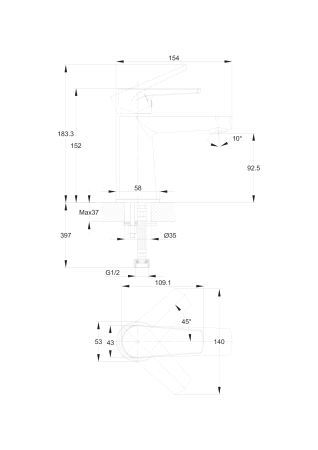 Смеситель для раковины Cersanit MODUO 64094 хром