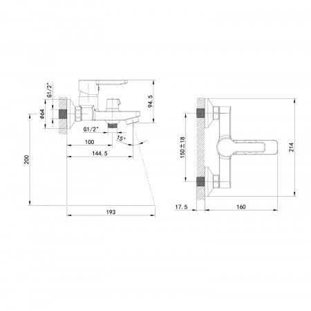 Смеситель для ванны с душем IDDIS Sena SENSB00i02WA хром глянцевый