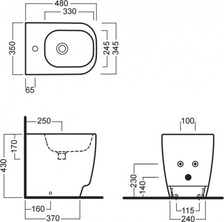 Биде напольное Hatria Fusion 48