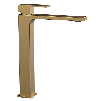 Смеситель для раковины высокий Vincea Cube VBF-1C02BG золото матовое
