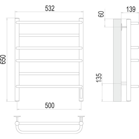 Полотенцесушитель электрический Terminus Евромикс П6 50х65
