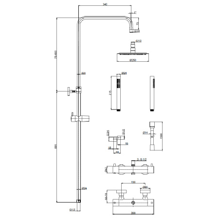 Душевая стойка с термостатом AQUAme AQM8006CR хром