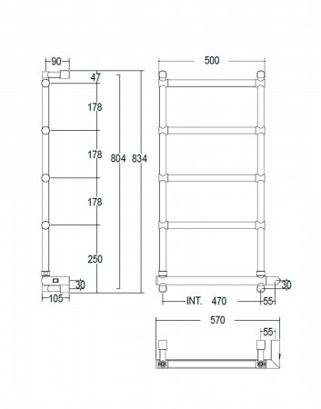 Полотенцесушитель электрический Margaroli Sole 542-5 5424705CRNB 840х570 хром