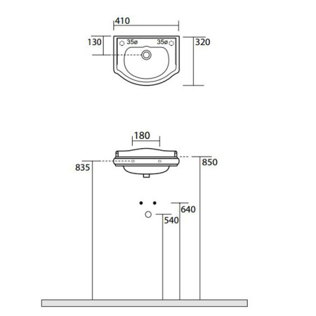 Раковина подвесная 41см Kerasan Retro 103301*1 dx белый