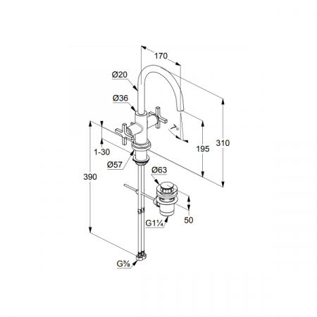 Смеситель для раковины Kludi Nova Fonte 201180520 хром