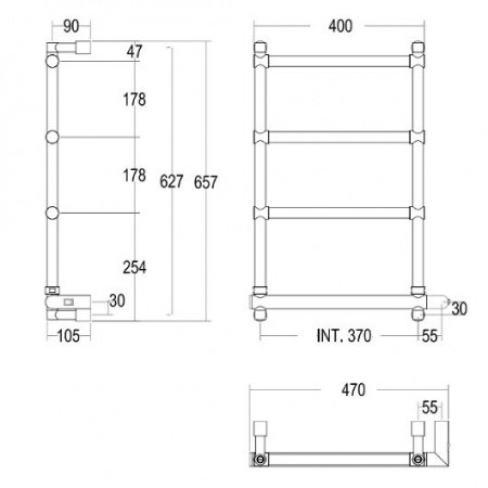 Полотенцесушитель электрический Margaroli Sole 542-4 5424704OBNB 660х570 бронза