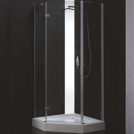 Душевой уголок Cezares Bergamo P-1 100x100 L IV профиль Хром стекло прозрачное