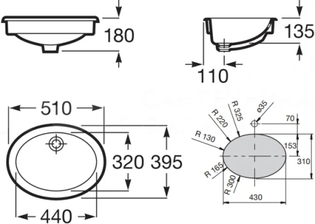Раковина встраиваемая сверху 51см Roca Neo-Selene 322307000 белый
