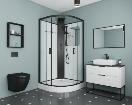Душевая кабина Grossman GR250 100x100x205 профиль черный, стекло прозрачное