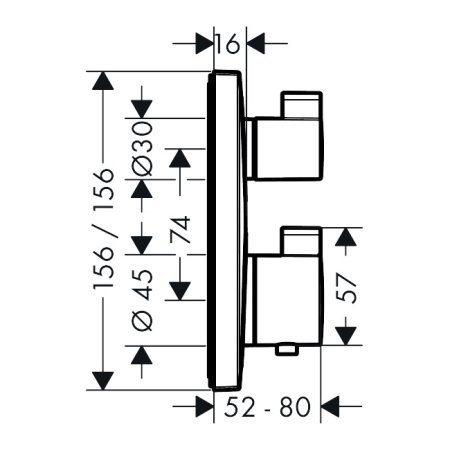Термостат для душа на 2 потребителя Hansgrohe Ecostat Square 15714700 белый матовый