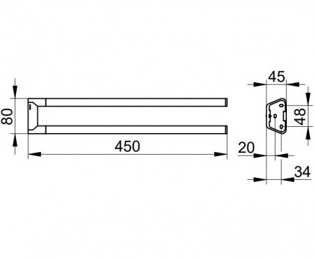 Полотенцедержатель 45см Keuco Reva 12818370000 черный матовый