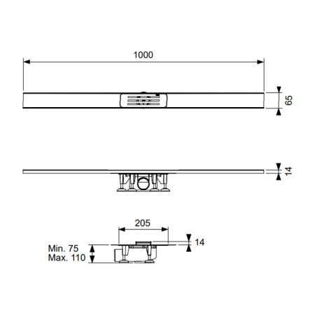 Душевой лоток подрезной TECE TECElineo 15301100 комплект