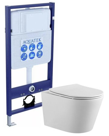Set AQUATEK ВЕГА (рама AQUATEK Standard INS-0000012+звукоизоляционная прокладка+унитаз ВЕГА AQ1905-00+тонкое сиденье с механизмом плавного закрывания)