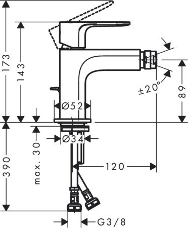 Смеситель для биде Hansgrohe Rebris S 72210670 черный матовый