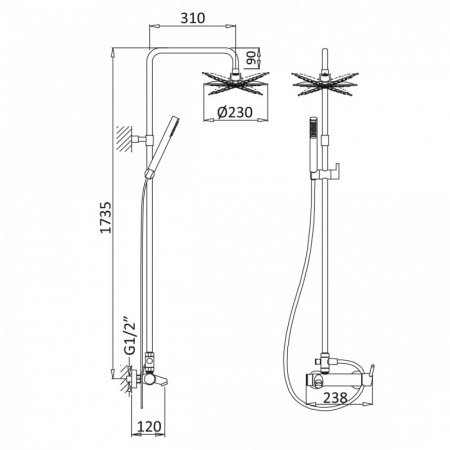 Душевая стойка Cezares CZR-B-CVD2-BIO белый матовый