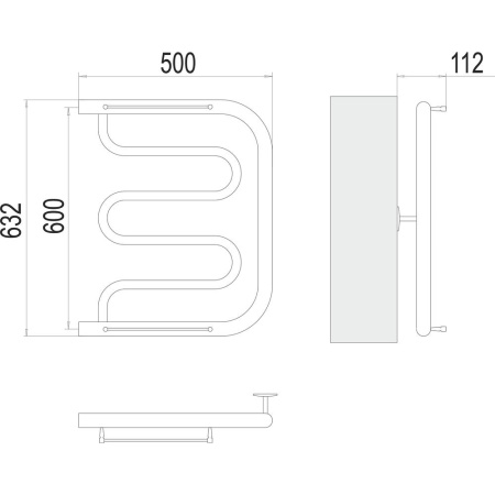Полотенцесушитель водяной Terminus Фокстрот (1") БШ 60х50