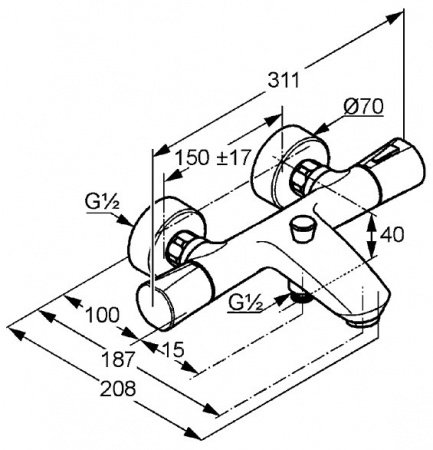 Термостат для ванны с душем Kludi Zenta  351010538 хром