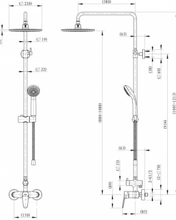 Душевая стойка Bravat Eco F9111147C-A-RUS хром
