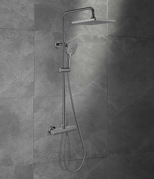 Душевая стойка с термостатом Vincea Next VSFS-1N0TGM вороненая сталь