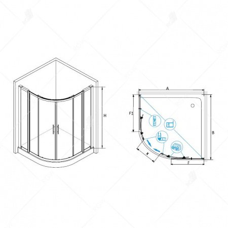 Душевой угол RGW Hotel 130x130x195 профиль хром, стекло прозрачное
