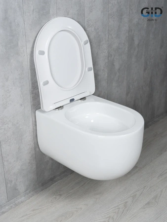 Унитаз подвесной безободковый GID Tr2133TF белый с сиденьем микролифт
