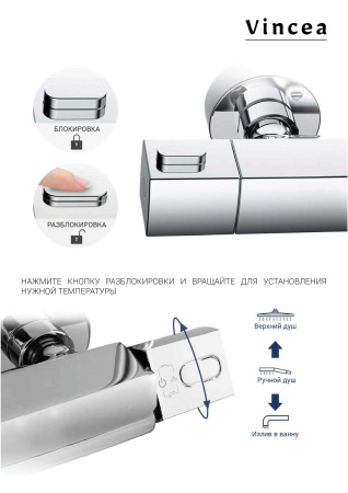 Душевая стойка с термостатом Vincea Next VSFS-1N0TGM вороненая сталь