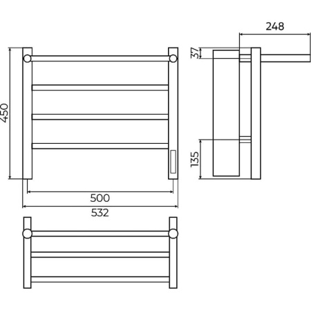 Полотенцесушитель электрический с полкой Terminus Аврора П4 50х45