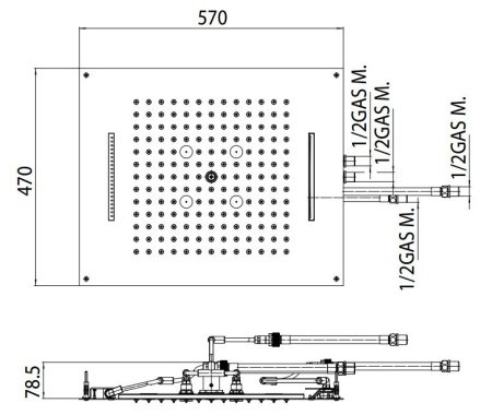 Верхний душ Bossini Dream H38935.030 хром