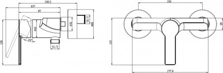 Смеситель для душа Villeroy & Boch Architectura TVS10300100061 хром