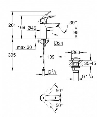 Смеситель для раковины Grohe EuroSmart 23922003 хром