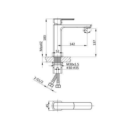 Смеситель для раковины Vincea Next VBF-1N1GM вороненая сталь