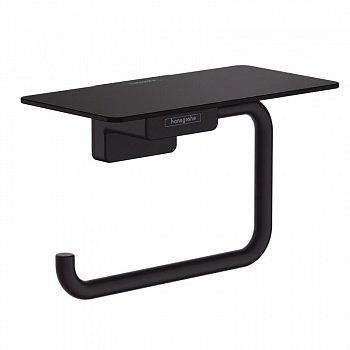 Держатель для туалетной бумаги с полкой для телефона Hansgrohe AddStories 41772670 черный матовый