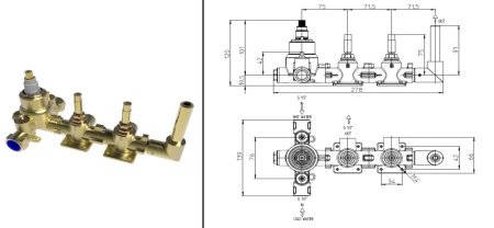 Скрытая часть смесителя для душа Bossini Apice Z00135