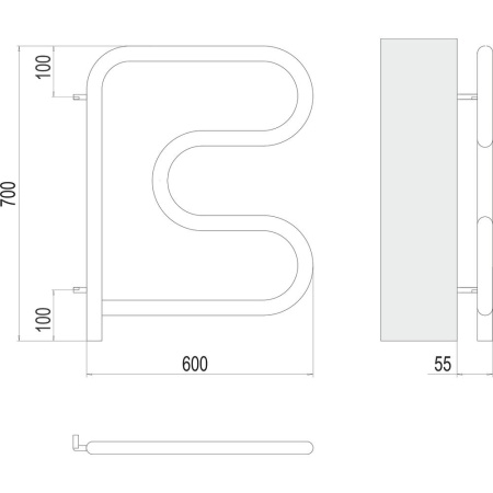 Полотенцесушитель электрический Terminus F-обр 60х60, поворотный